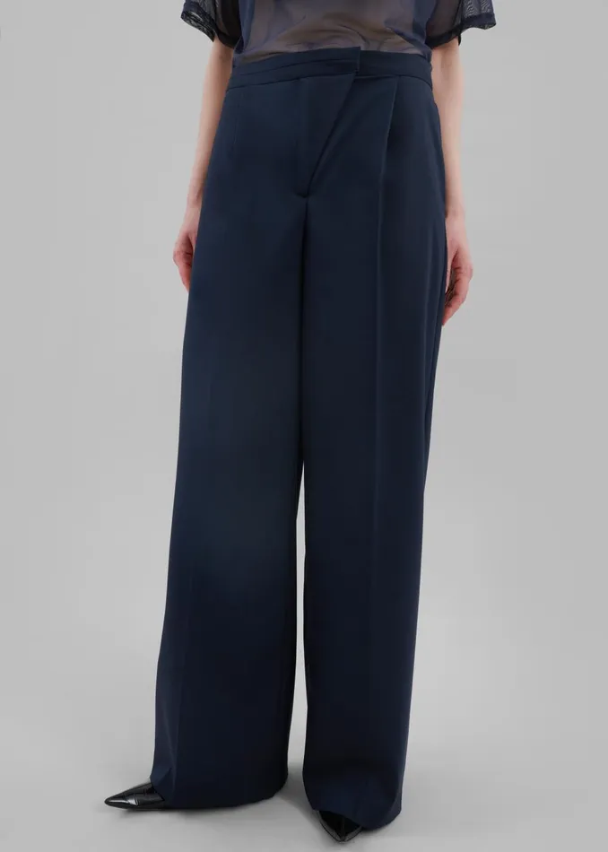 Women Alia Wide Leg Trousers 8211 Navy The Frankie Shop Bottoms