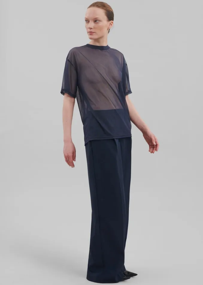 Women Alia Wide Leg Trousers 8211 Navy The Frankie Shop Bottoms