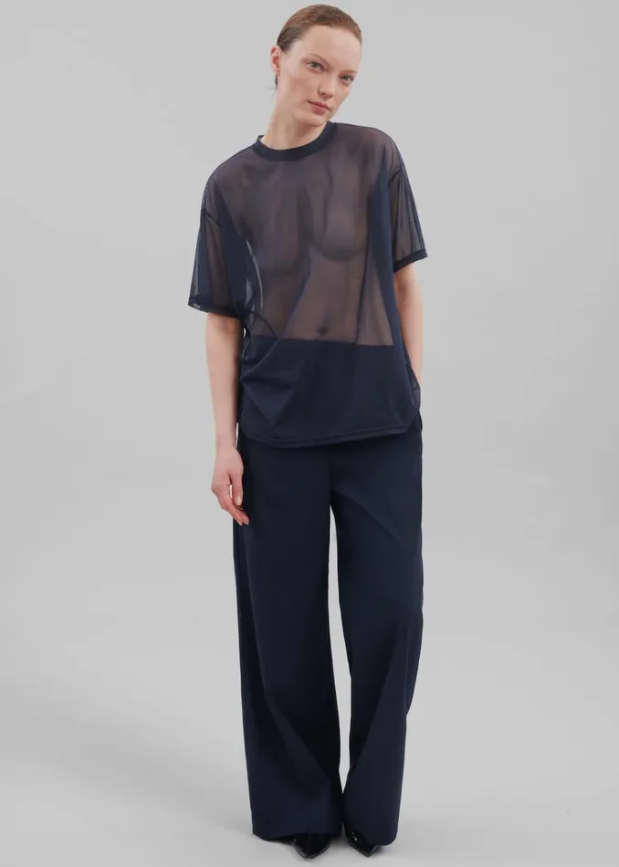 Women Alia Wide Leg Trousers 8211 Navy The Frankie Shop Bottoms