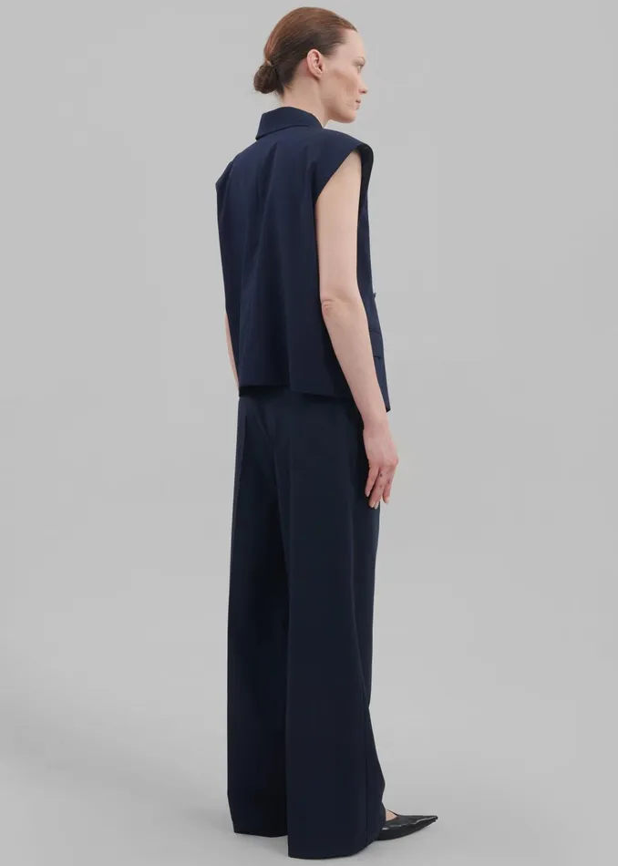 Women Alia Wide Leg Trousers 8211 Navy The Frankie Shop Bottoms