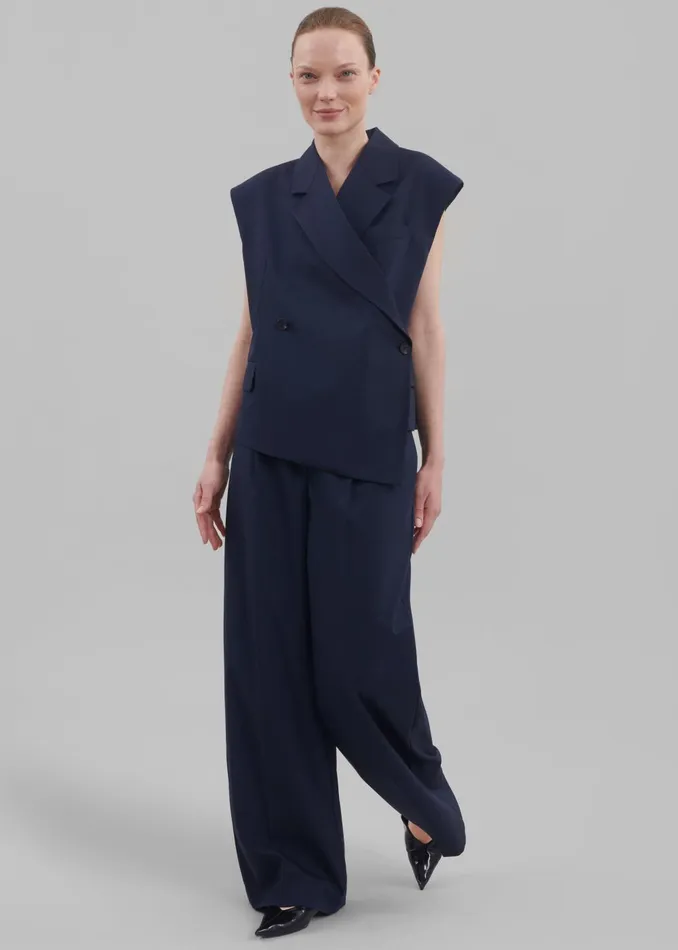 Women Alia Wide Leg Trousers 8211 Navy The Frankie Shop Bottoms
