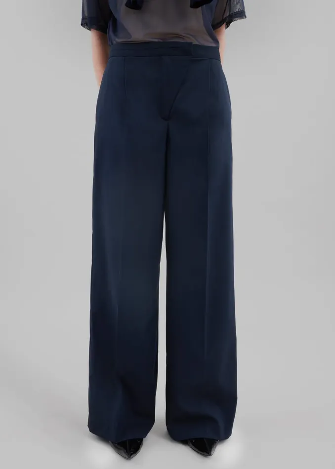 Women Alia Wide Leg Trousers 8211 Navy The Frankie Shop Bottoms