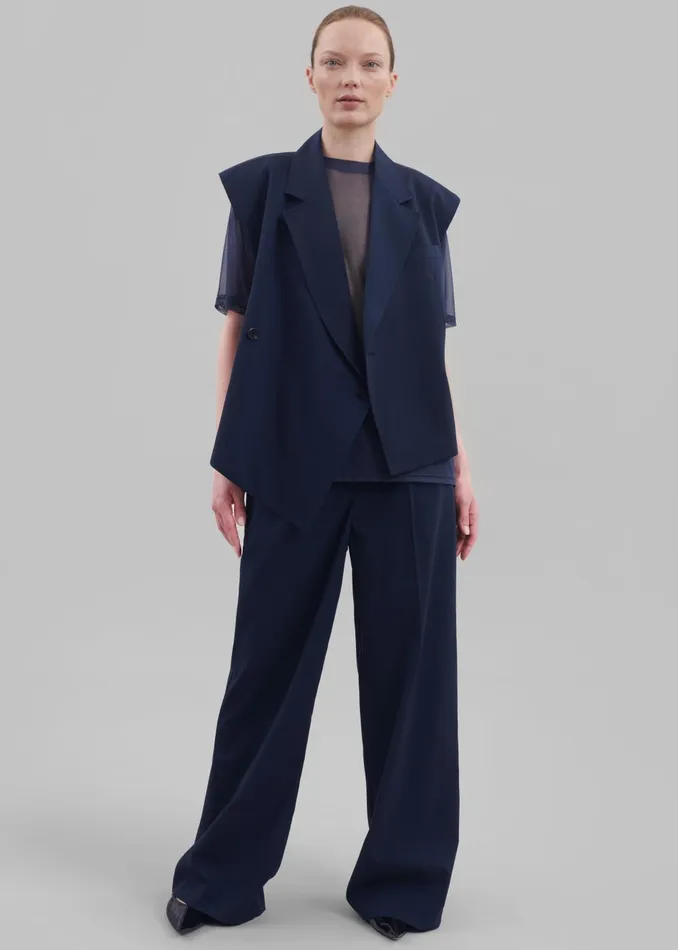 Women Alia Wide Leg Trousers 8211 Navy The Frankie Shop Bottoms