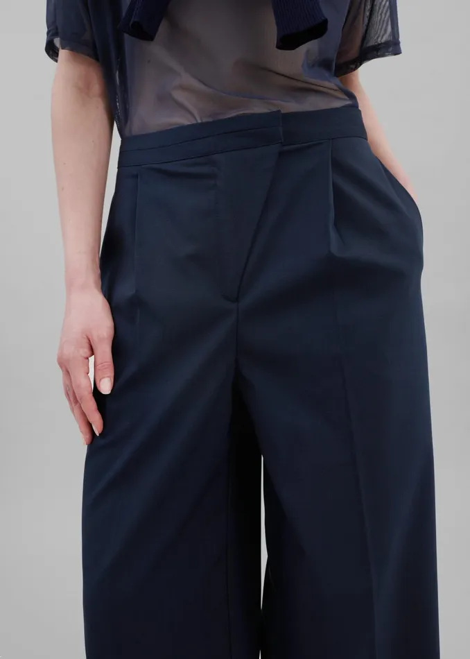 Women Alia Wide Leg Trousers 8211 Navy The Frankie Shop Bottoms