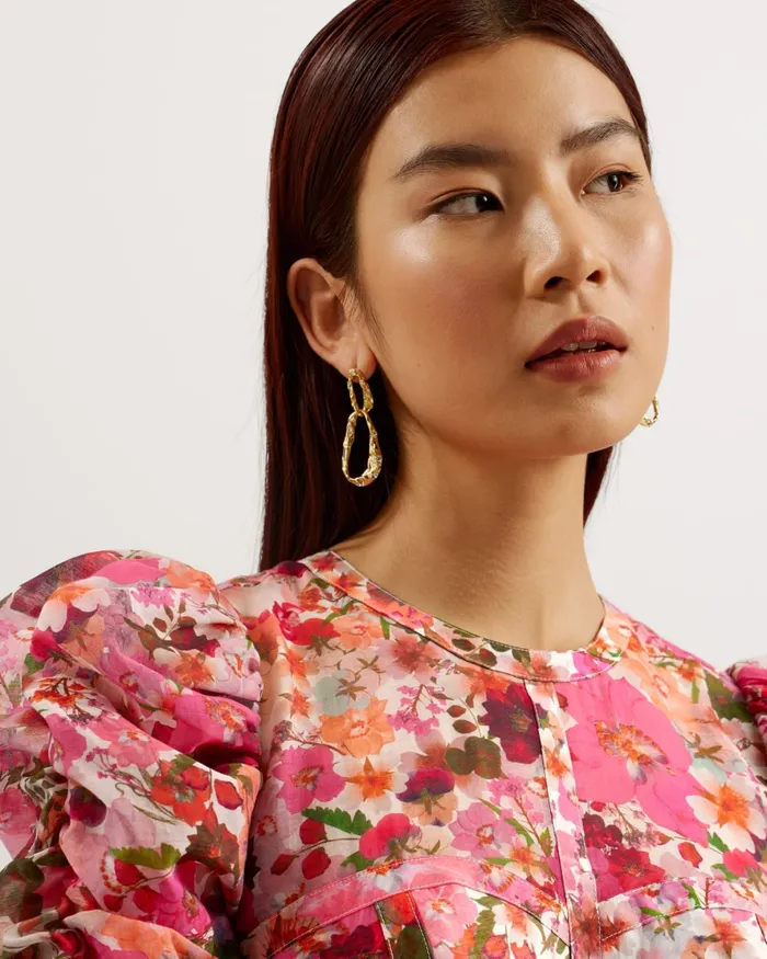 Women ALVIANO 8211 Floral Print Puff Sleeve Maxi Dress Pink Ted Baker Dresses
