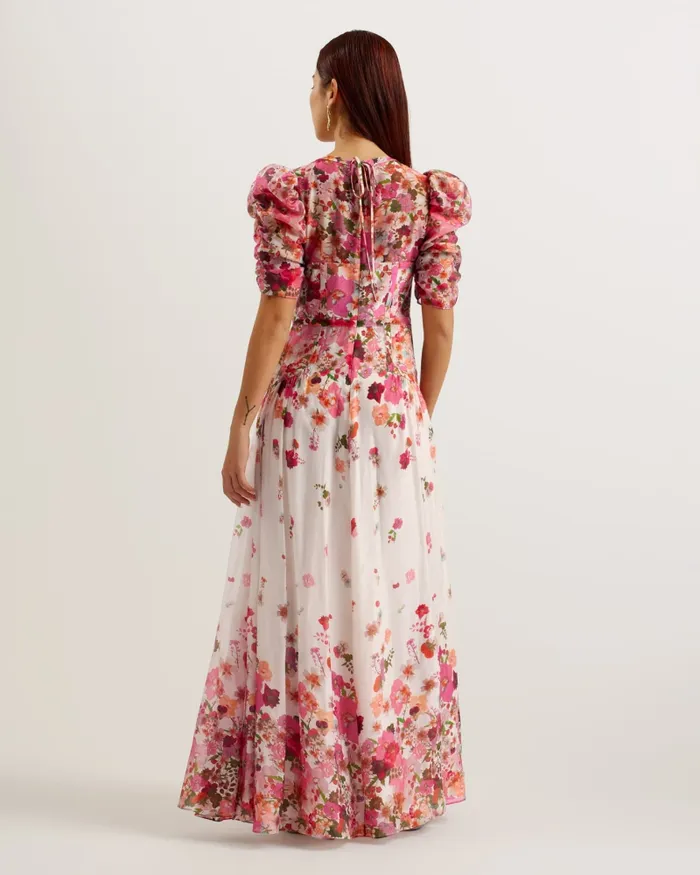 Women ALVIANO 8211 Floral Print Puff Sleeve Maxi Dress Pink Ted Baker Dresses