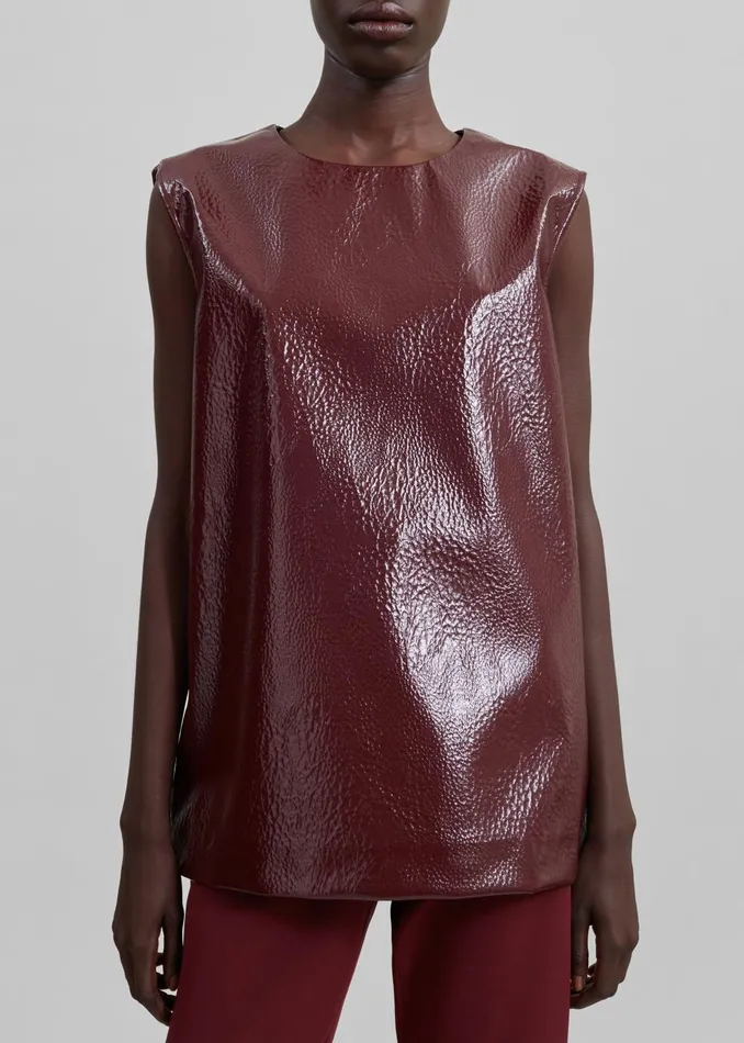 Women Amaris Crackled Faux Leather Tank Top 8211 Burgundy The Frankie Shop Tops