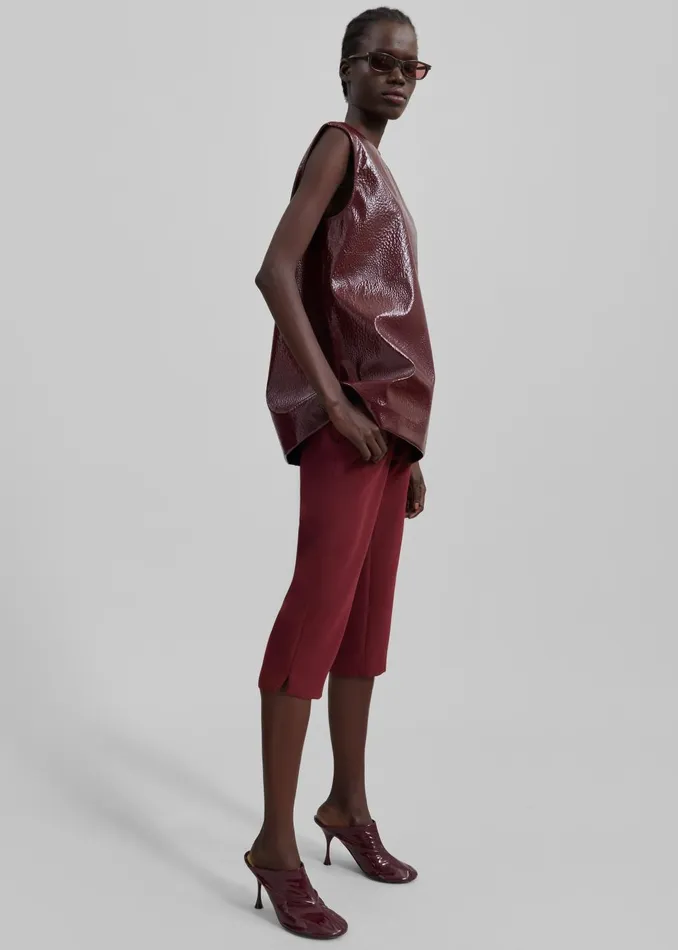 Women Amaris Crackled Faux Leather Tank Top 8211 Burgundy The Frankie Shop Tops