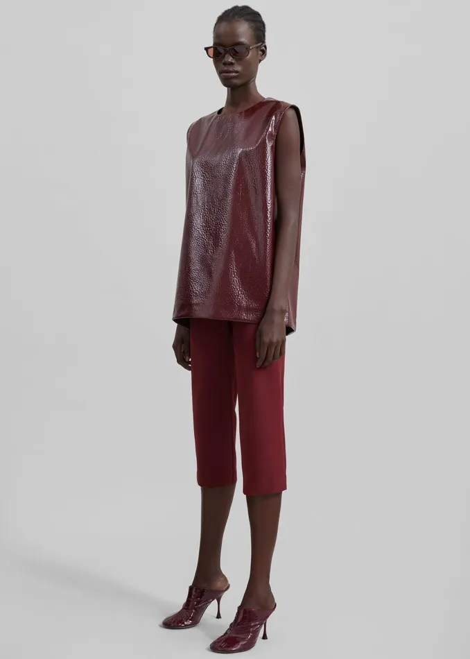 Women Amaris Crackled Faux Leather Tank Top 8211 Burgundy The Frankie Shop Tops
