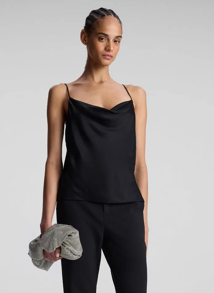 Women Amber Satin Camisole Top Black ALC Tops