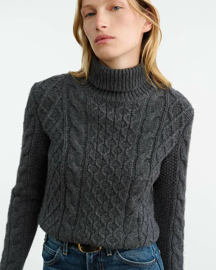 Women ANDRINA SWEATER Dark Grey Melange Knits and Sweaters Nili Lotan