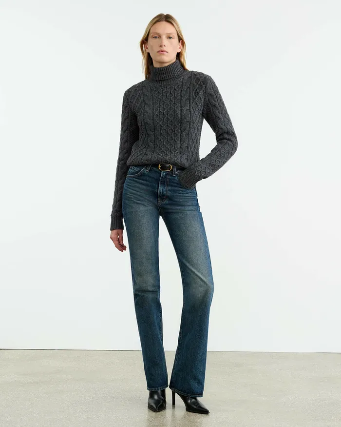 Women ANDRINA SWEATER Dark Grey Melange Knits and Sweaters Nili Lotan