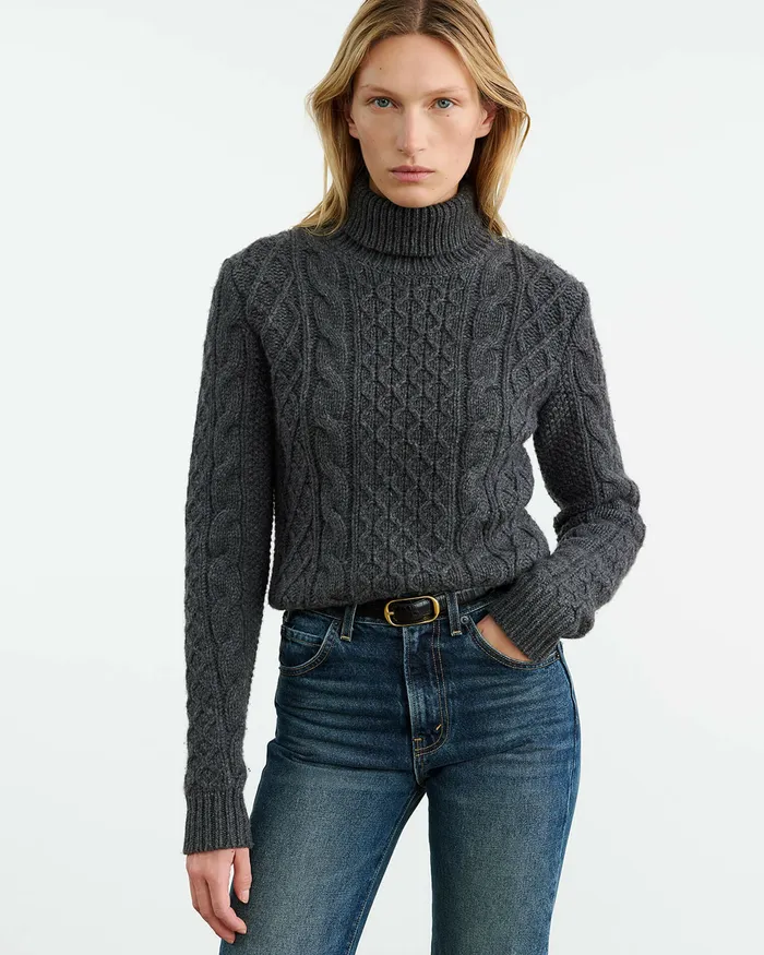 Women ANDRINA SWEATER Dark Grey Melange Knits and Sweaters Nili Lotan