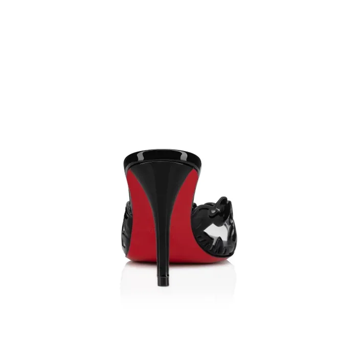 Women Apostropha Mule Petunia 80 Mm Mules 8211 PVC And Patent Leather 8211 Black Christian Louboutin Sandals and Slides