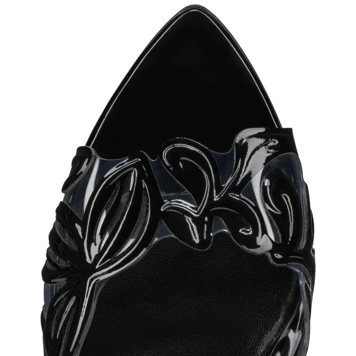 Women Apostropha Mule Petunia 80 Mm Mules 8211 PVC And Patent Leather 8211 Black Christian Louboutin Sandals and Slides