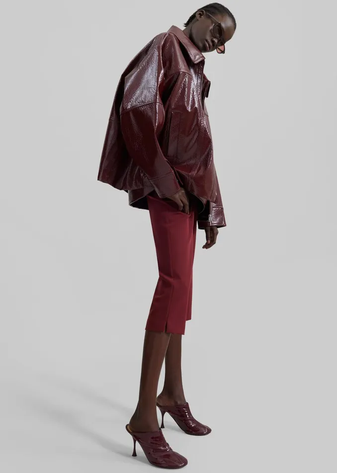 Women Arbor Crackled Faux Leather Jacket 8211 Burgundy The Frankie Shop Outerwear
