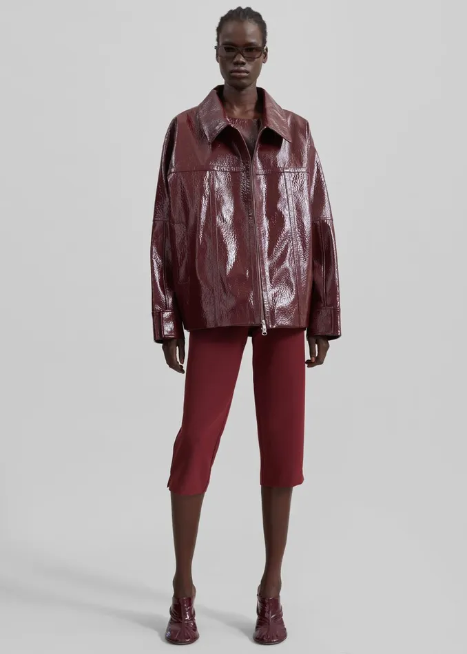 Women Arbor Crackled Faux Leather Jacket 8211 Burgundy The Frankie Shop Outerwear