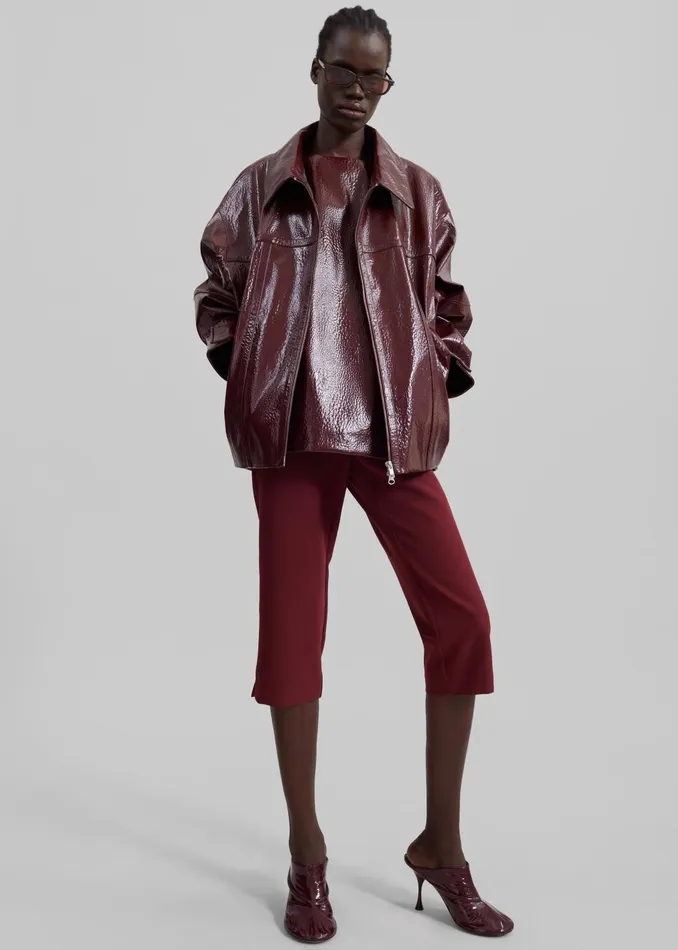 Women Arbor Crackled Faux Leather Jacket 8211 Burgundy The Frankie Shop Outerwear