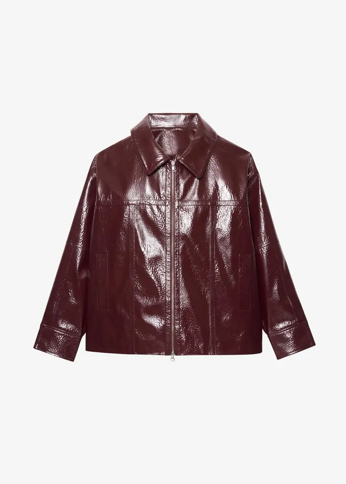 Women Arbor Crackled Faux Leather Jacket 8211 Burgundy The Frankie Shop Outerwear