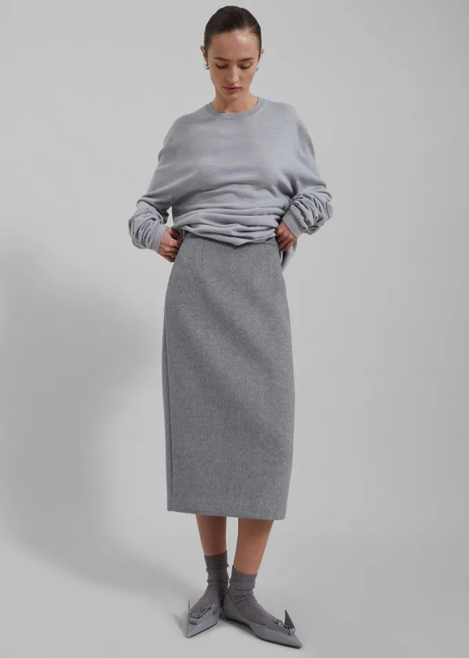 Women Arley Midi Skirt 8211 Light Grey The Frankie Shop Bottoms