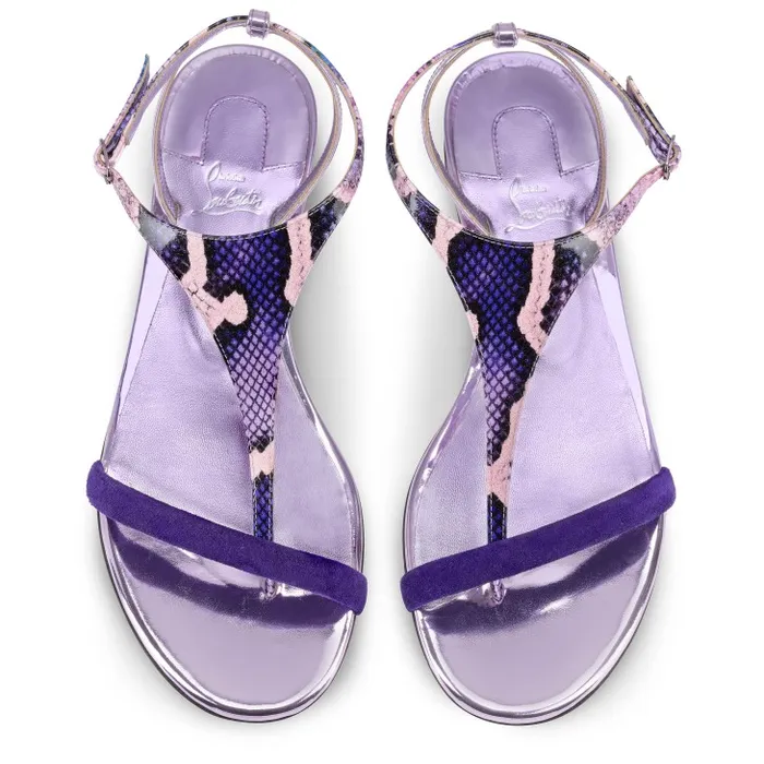 Women Athinita Strappy Sandals 8211 Veau Velours Prahina Patent Calf Leather And Specchio Leather 8211 Calipso Christian Louboutin Sandals and Slides