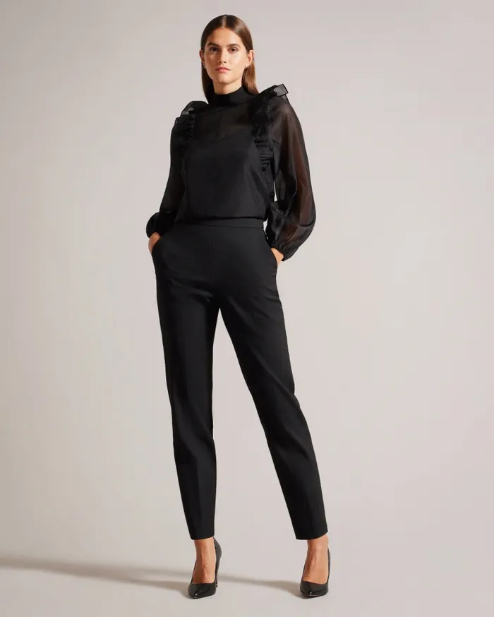 Women AUBREEI 8211 Frilled Shoulder Organza Top Black Ted Baker Tops and Blouses Women AUBREEI 8211 Frilled Shoulder Organza Top Black Ted Baker Tops and Blouses