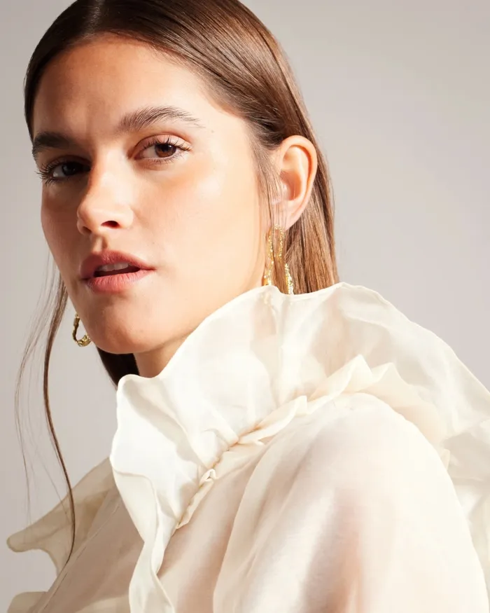 Women AUBREEI 8211 Frilled Shoulder Organza Top Nude Ted Baker Tops and Blouses Women AUBREEI 8211 Frilled Shoulder Organza Top Nude Ted Baker Tops and Blouses