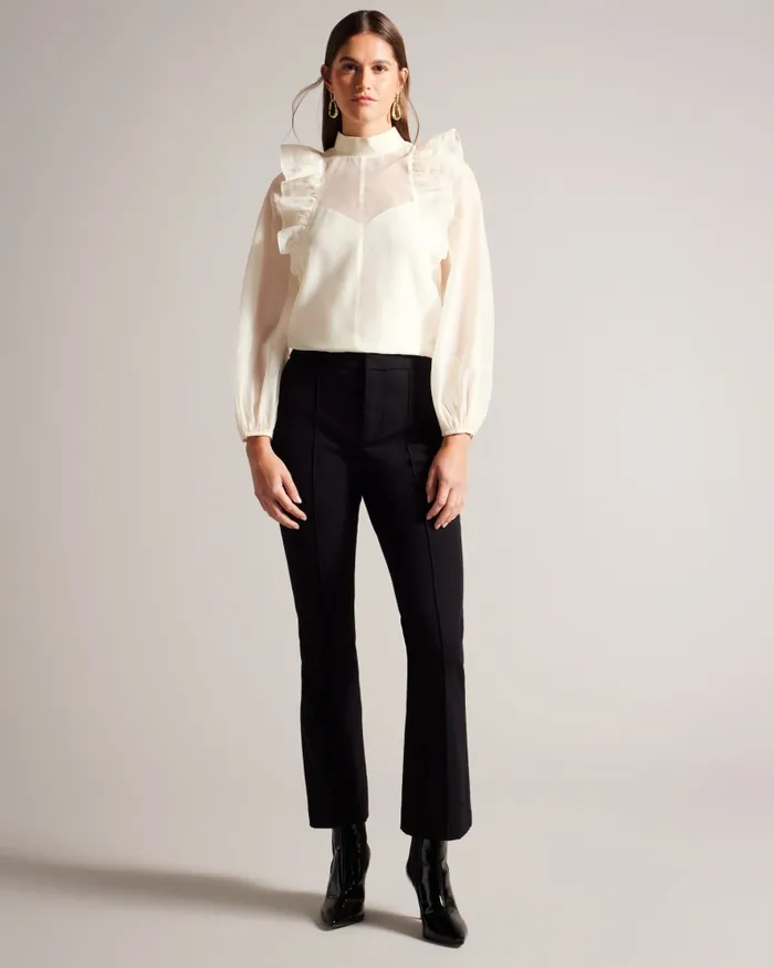 Women AUBREEI 8211 Frilled Shoulder Organza Top Nude Ted Baker Tops and Blouses Women AUBREEI 8211 Frilled Shoulder Organza Top Nude Ted Baker Tops and Blouses
