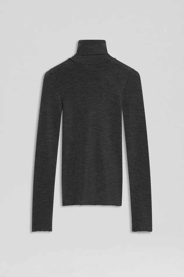 Women BABYWOOL POLO CHARCOAL ALL Tops Scanlan Theodore Women BABYWOOL POLO CHARCOAL ALL Tops Scanlan Theodore