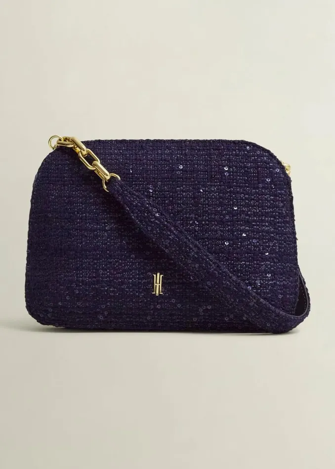 Women Bags Hobbs Milan Tweed Clutch Bag Midnight