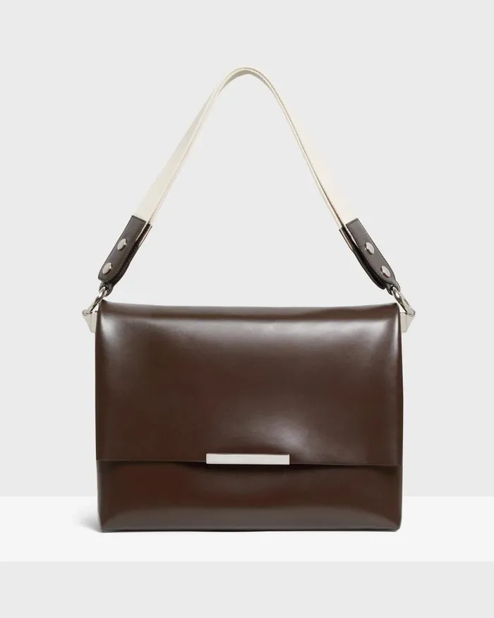 Women Bags Theory Fold Shoulder Bag In Leather Dark Brown