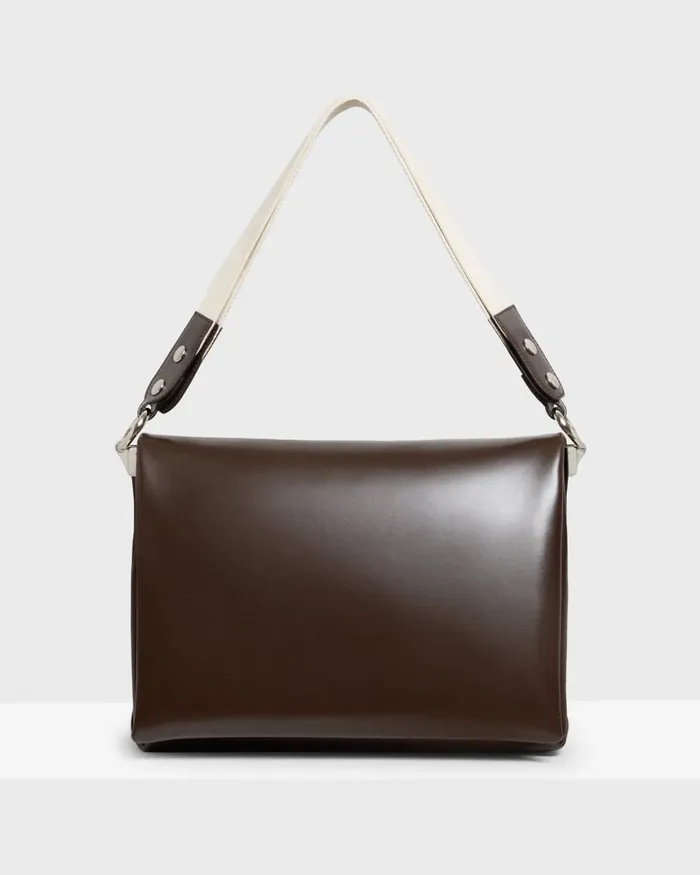 Women Bags Theory Fold Shoulder Bag In Leather Dark Brown