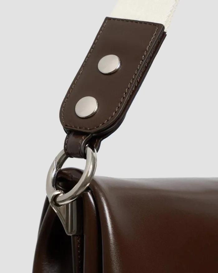 Women Bags Theory Fold Shoulder Bag In Leather Dark Brown