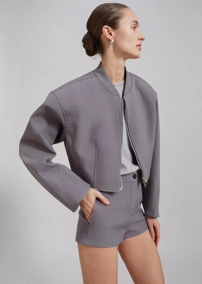 Women Banks Cropped Jacket 8211 Grey The Frankie Shop Outerwear