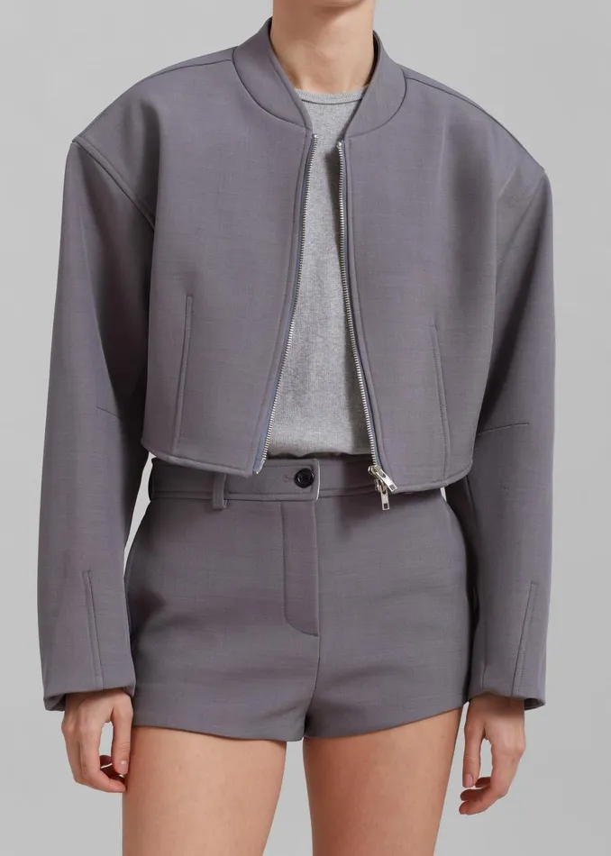 Women Banks Cropped Jacket 8211 Grey The Frankie Shop Outerwear