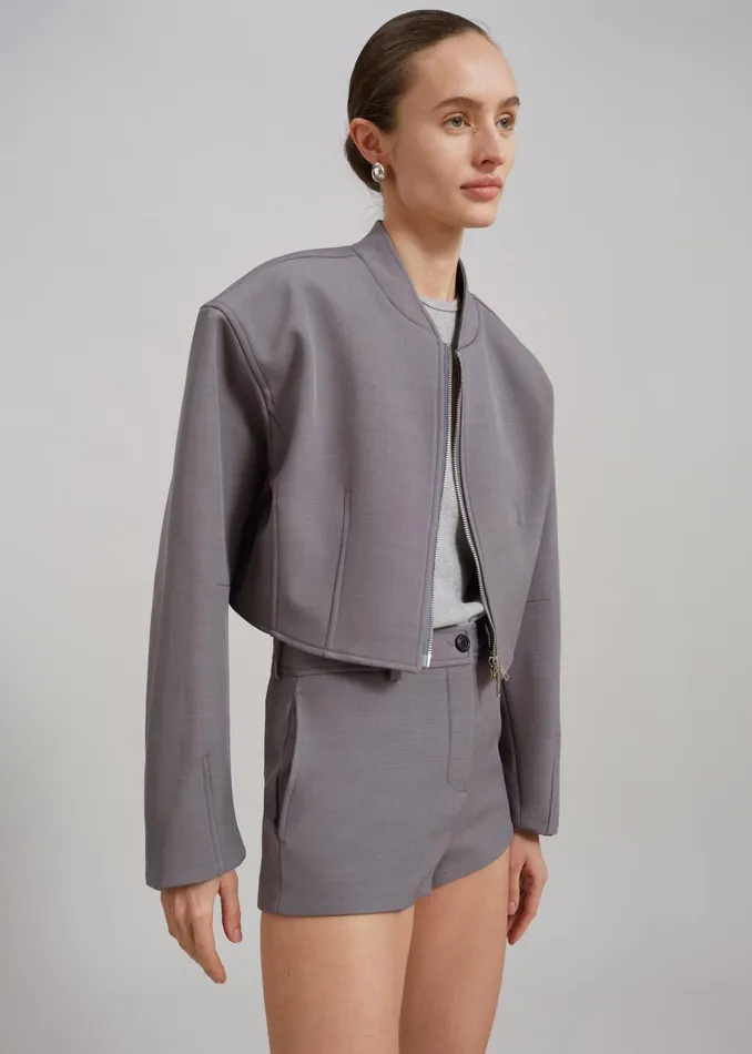 Women Banks Cropped Jacket 8211 Grey The Frankie Shop Outerwear