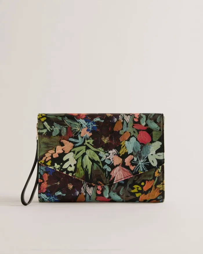 Women BEININA 8211 Floral Print Envelope Clutch Bag Black Ted Baker Icon Bags and Signature Bags