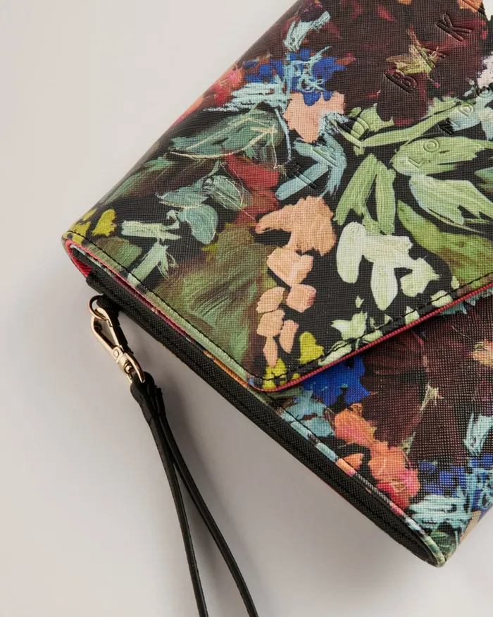 Women BEININA 8211 Floral Print Envelope Clutch Bag Black Ted Baker Icon Bags and Signature Bags