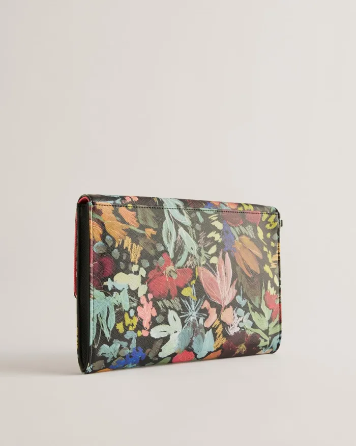 Women BEININA 8211 Floral Print Envelope Clutch Bag Black Ted Baker Icon Bags and Signature Bags