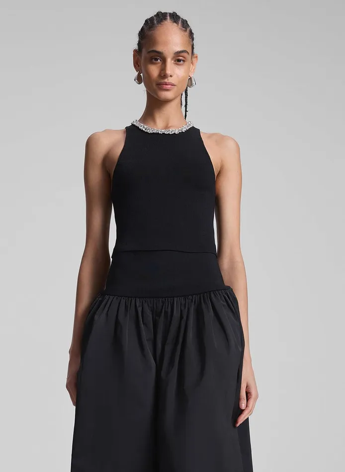 Women Bella Embellished Compact Knit Top Black ALC Tops