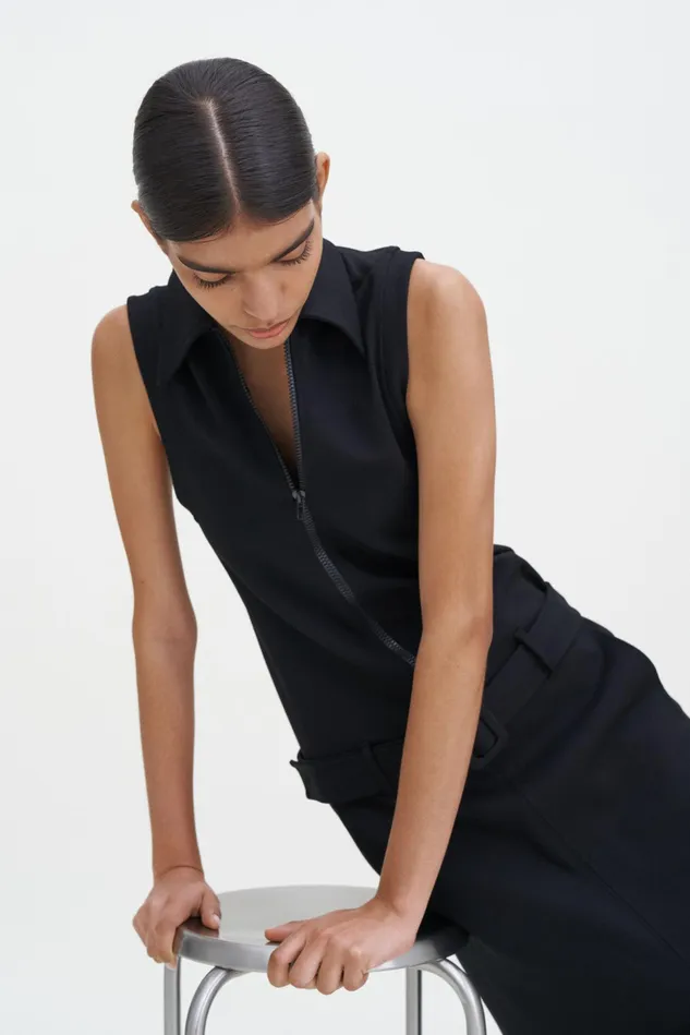 Women Belted Zip Dress Black Filippa K Dresses
