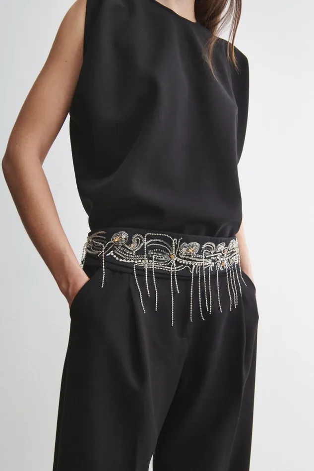 Women Belts Rachel Comey Embroidered Toga Belt Black
