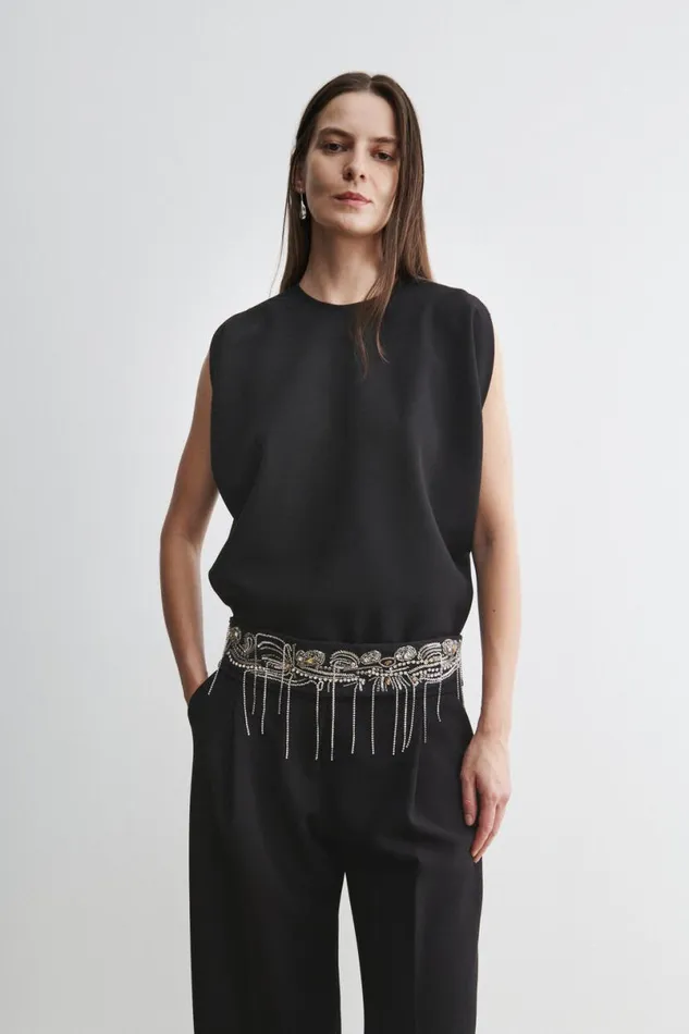 Women Belts Rachel Comey Embroidered Toga Belt Black Women Belts Rachel Comey Embroidered Toga Belt Black
