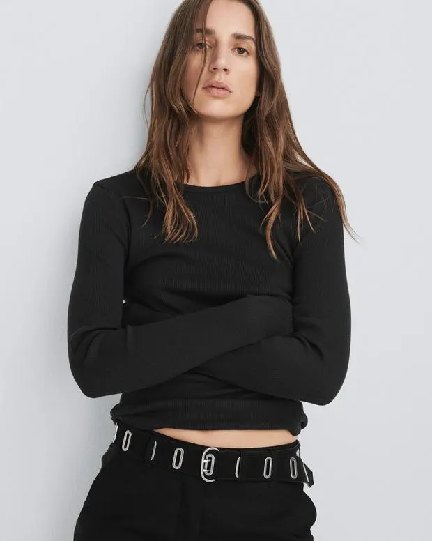 Women Belts Rag and Bone River Suede Belt Black Suede