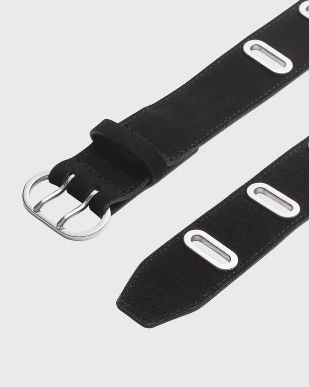 Women Belts Rag and Bone River Suede Belt Black Suede