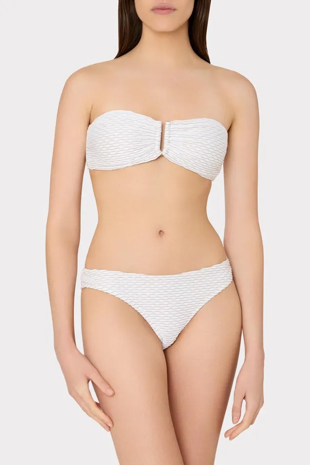 Women Bikinis Milly Margot Textured Waves Bikini Bottom White