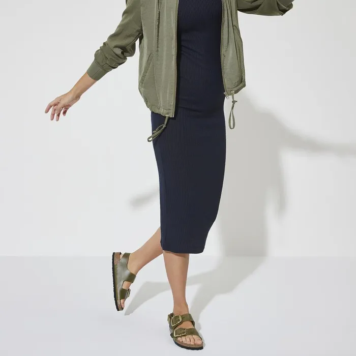 Women Birkenstock BackAnkleStrap Milano Big Buckle Olive Green