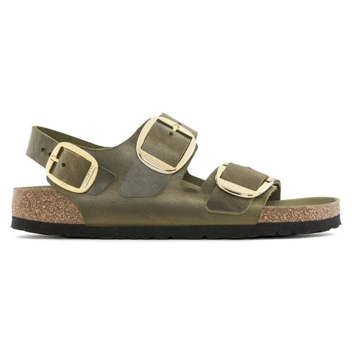 Women Birkenstock BackAnkleStrap Milano Big Buckle Olive Green