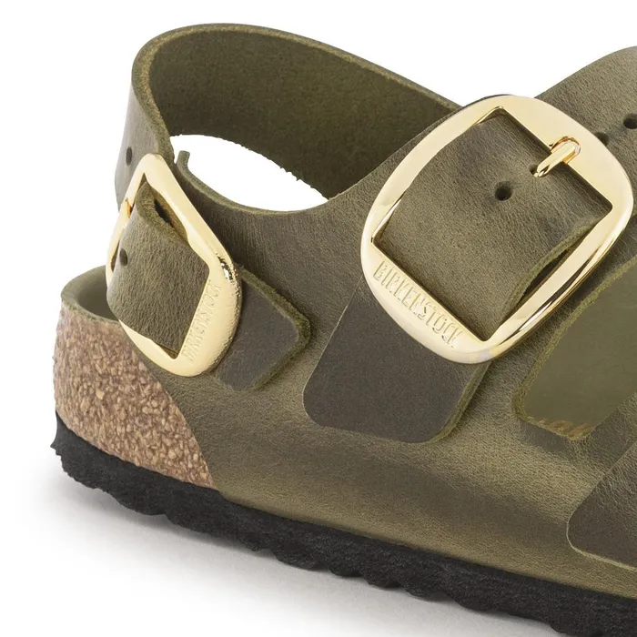 Women Birkenstock BackAnkleStrap Milano Big Buckle Olive Green