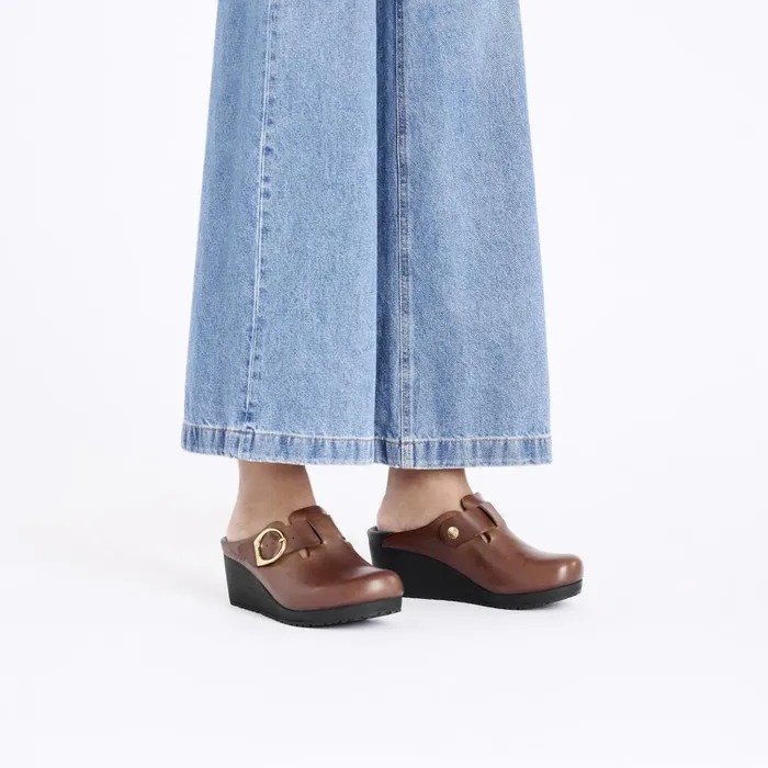Women Birkenstock Clogs Fanny RingBuckle Blackcognac